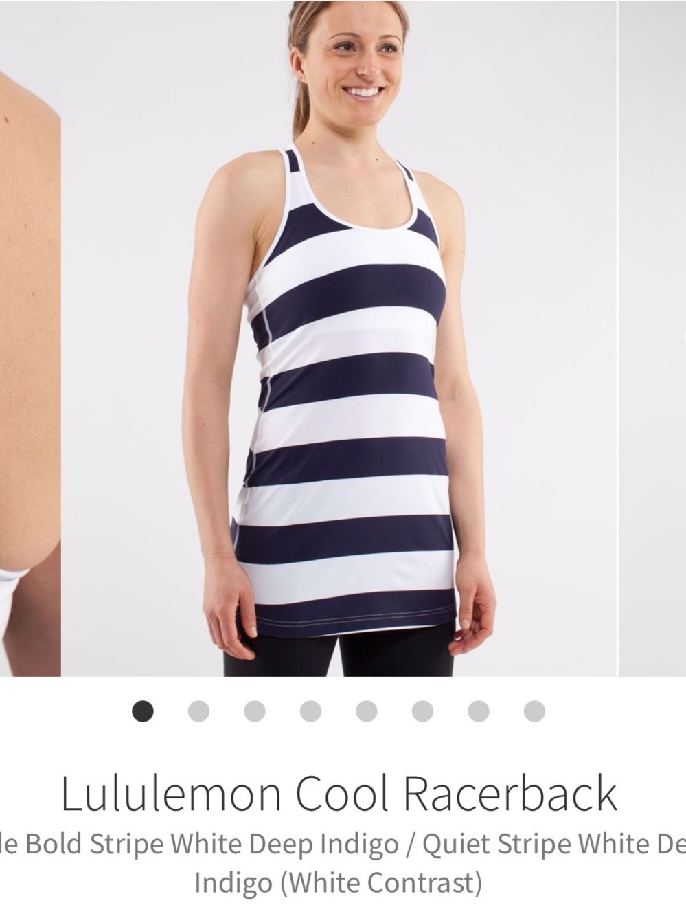 Lululemon Cool Racerback Tank — White & Deep Indigo Stripes Size 6